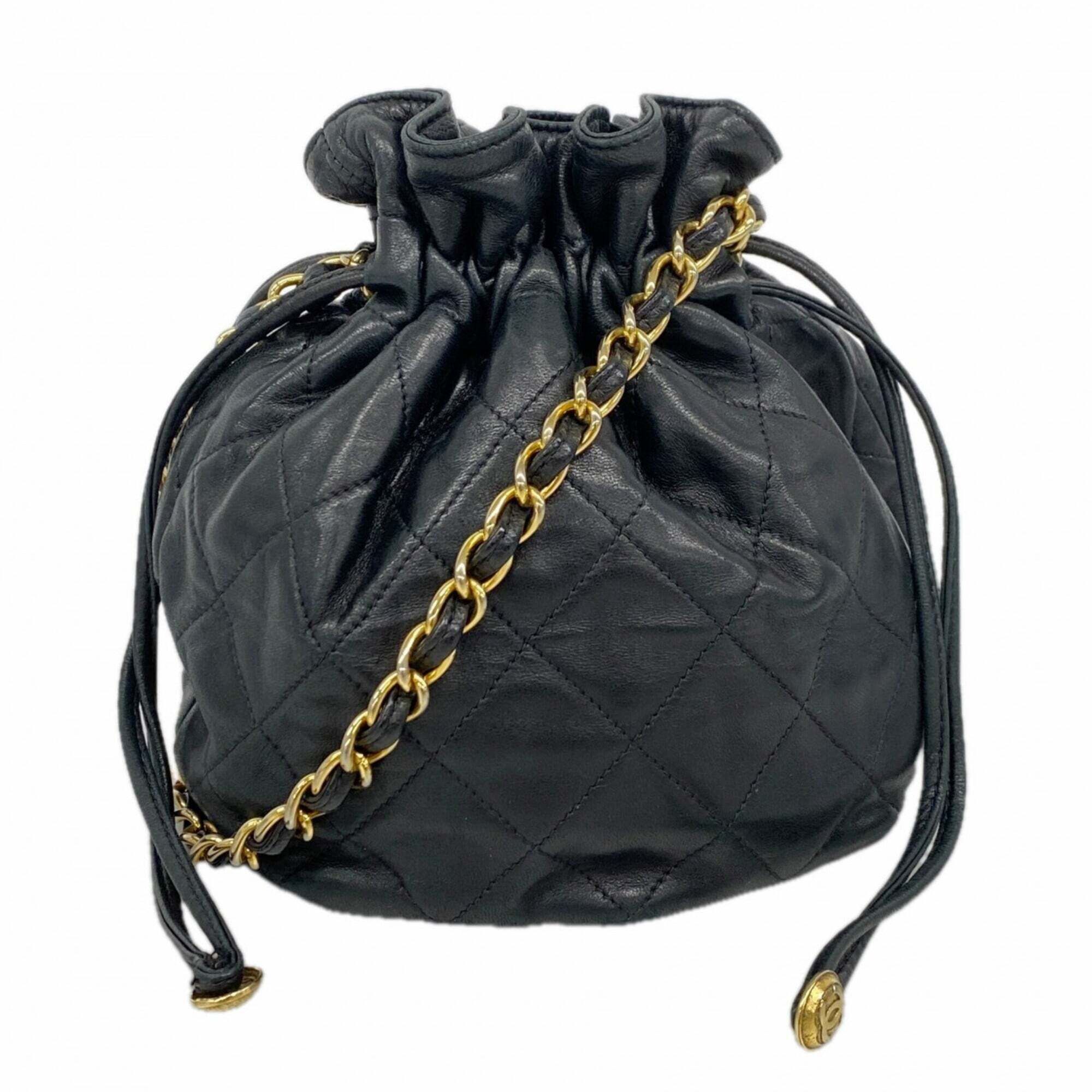 Chanel Matelass Chain Shoulder Bag, Lambskin, Black, Women's